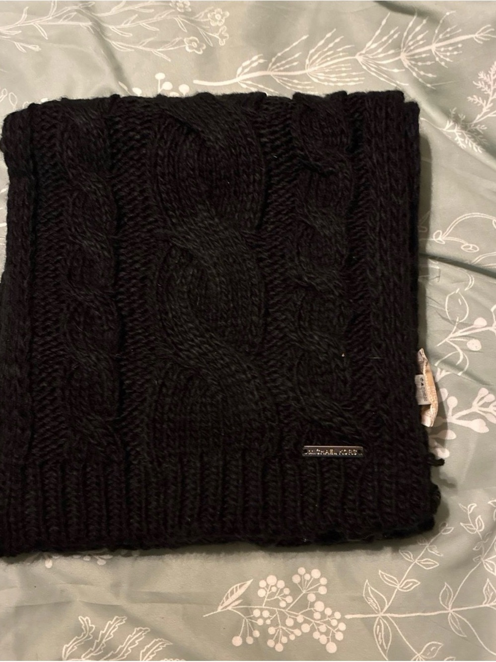 Michael Kors Black Cable Knit Cowl Sweater